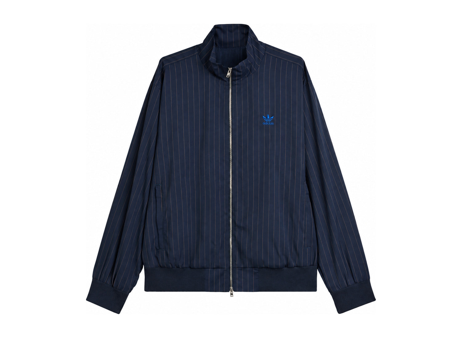 Adidas x Wales Bonner Pinstripe Track Jacket in Night Navy — front view
