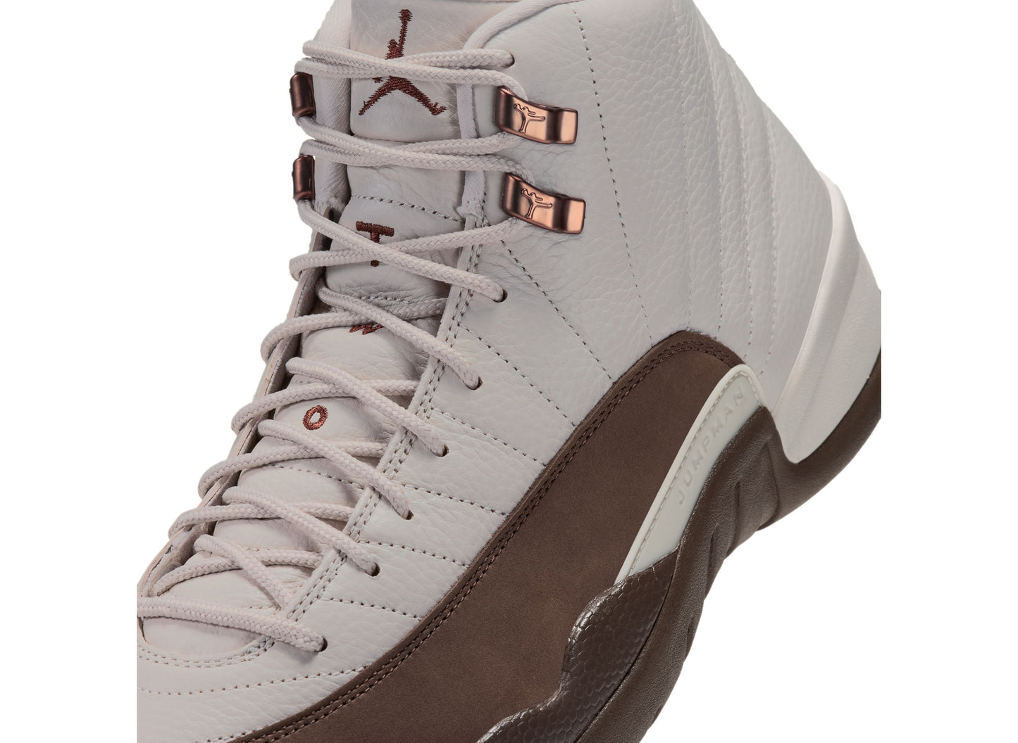 Air Jordan 12 Fireside CT8013-105 in Light Orewood Brown / Cacao Wow – eyelets detail