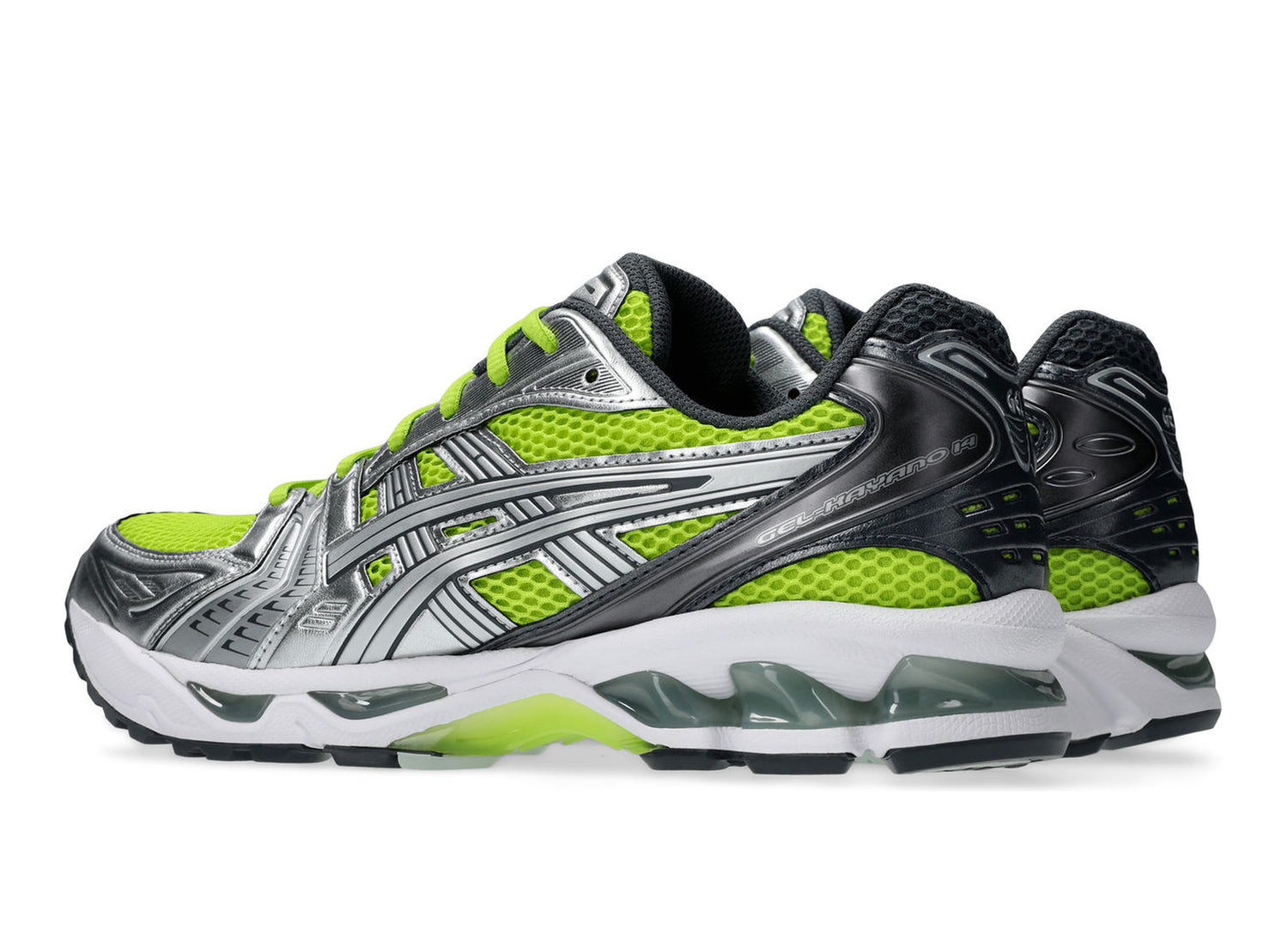 Asics Gel-Kayano 14 in Lime Zest / Pure Silver view 3
