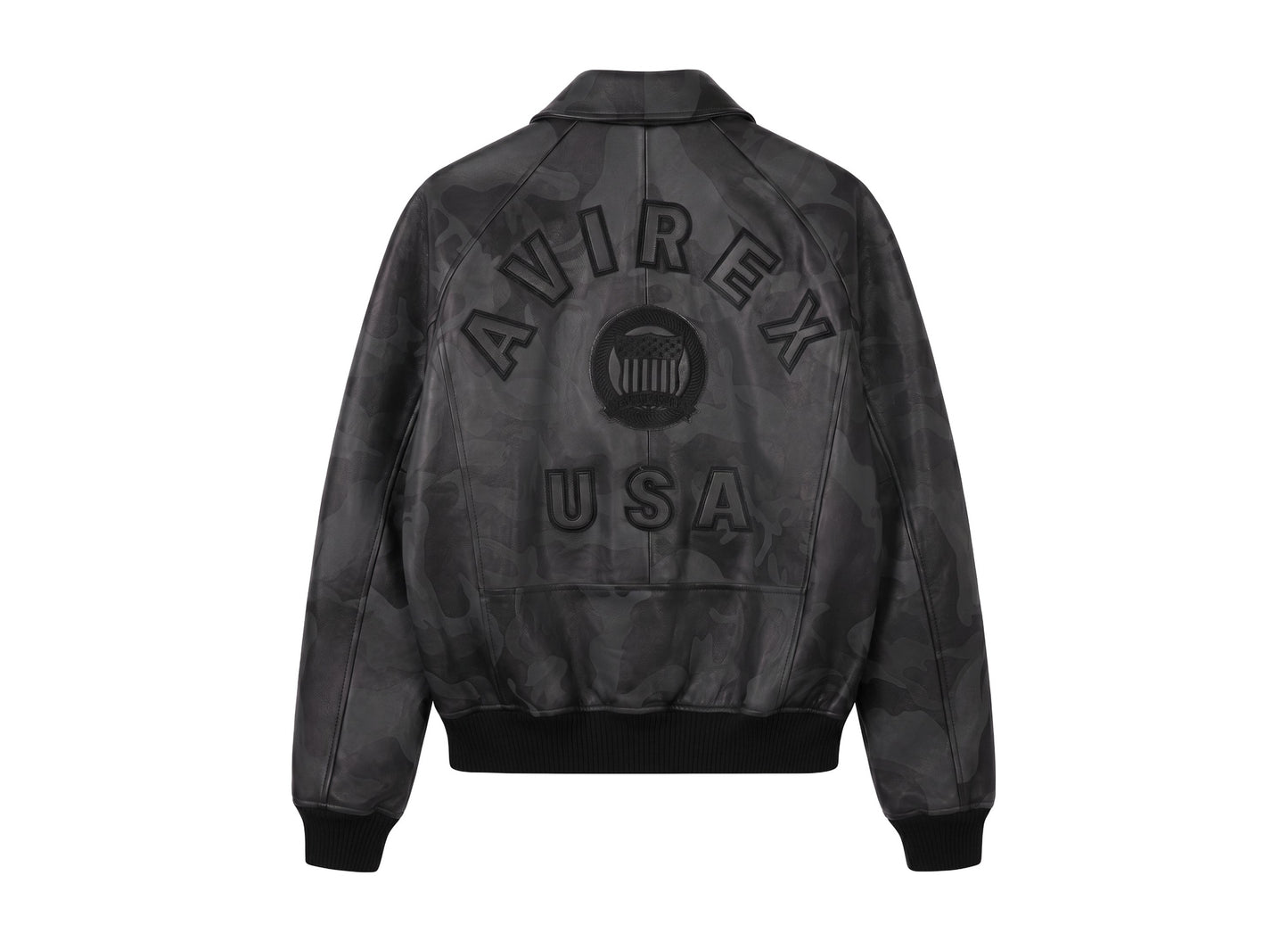 Avirex Limited Edition Camo Icon Jacket in Black Camo — back view