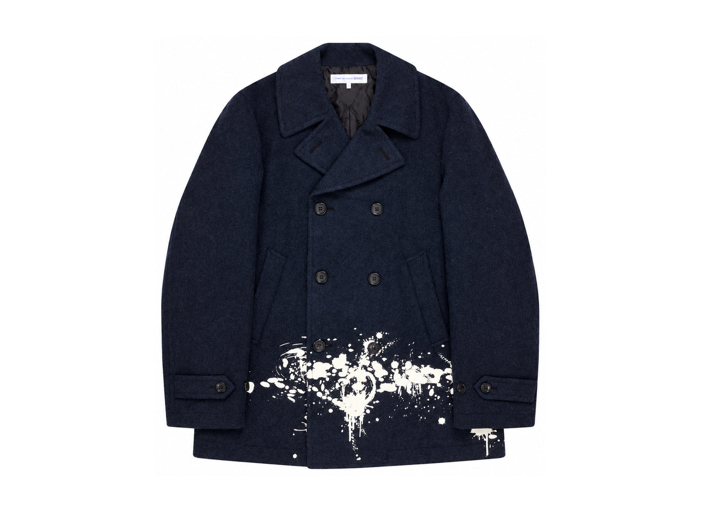 Comme des Garçons SHIRT Paint Splatter Coat in Navy — product photo 1