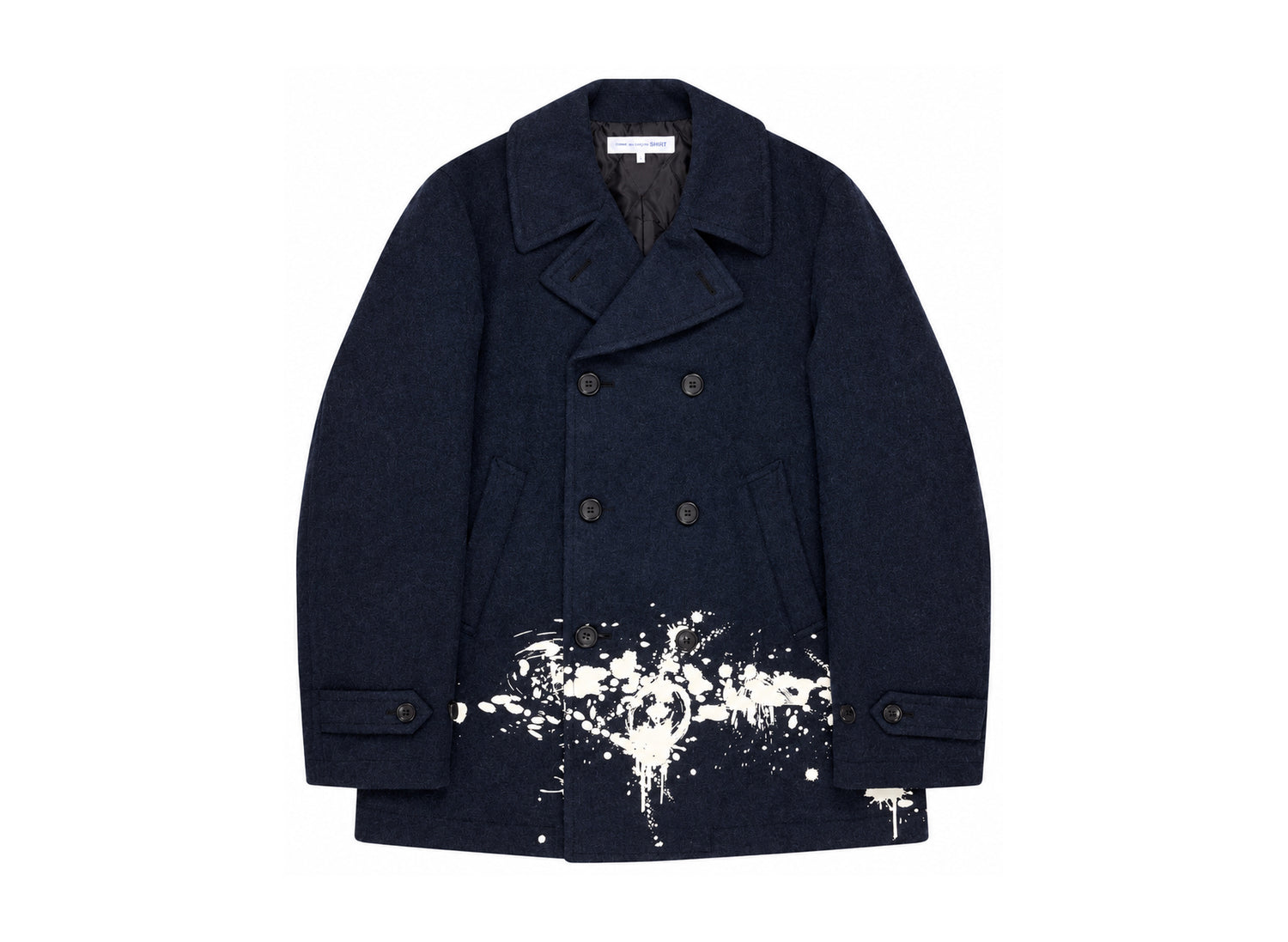 Comme des Garçons SHIRT Paint Splatter Coat in Navy — product photo 1