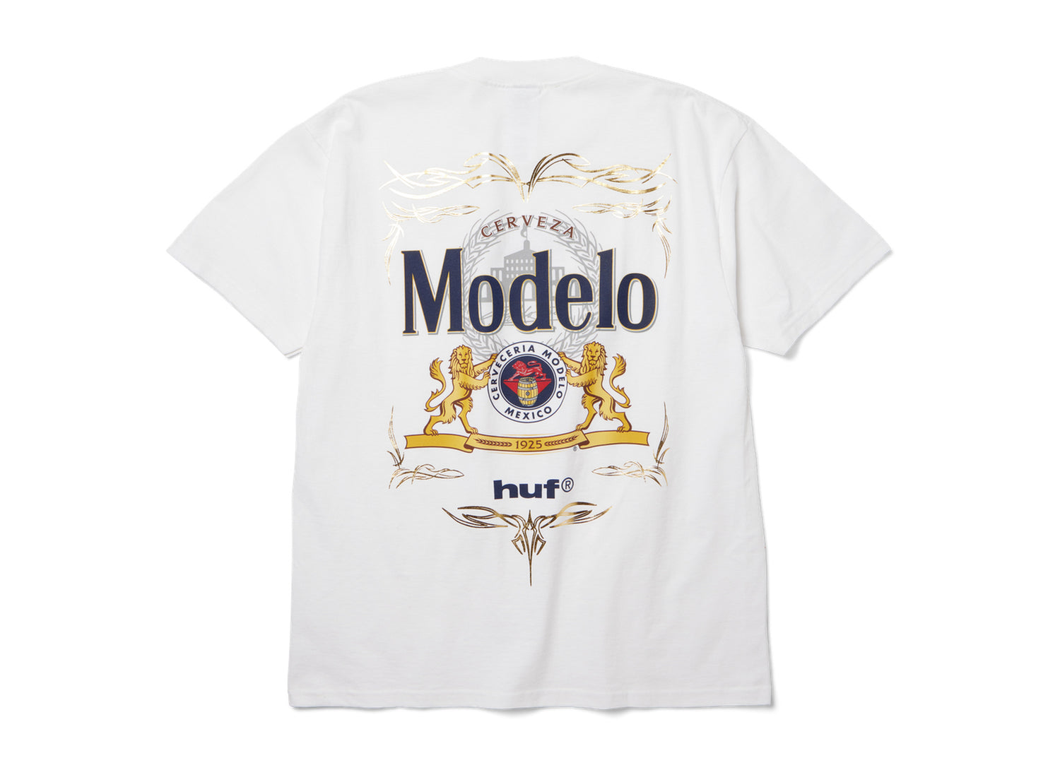 HUF x Modelo Label T-Shirt in White, back view