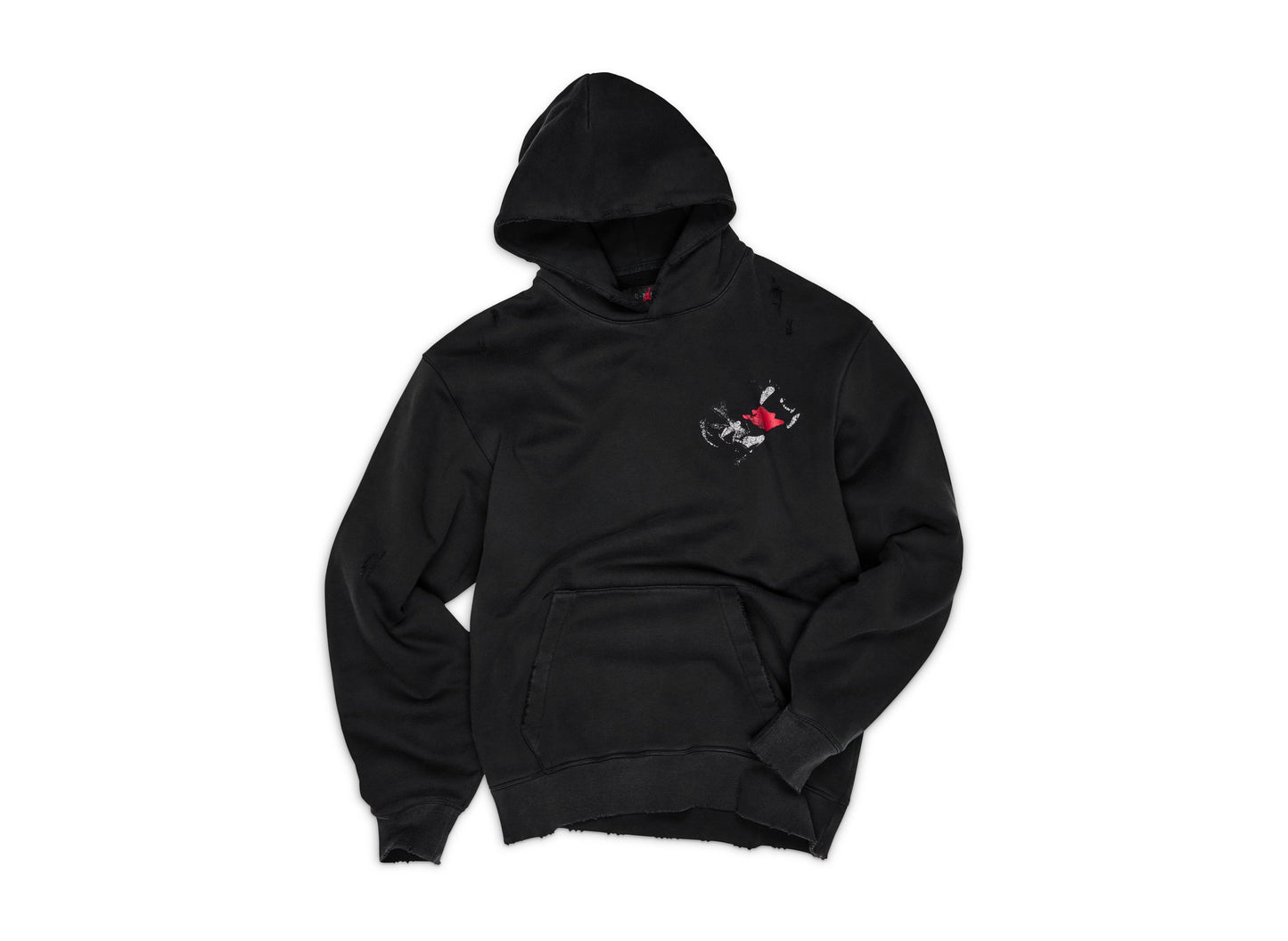 Jordan Black Cat Hoodie in Black / University Red — front