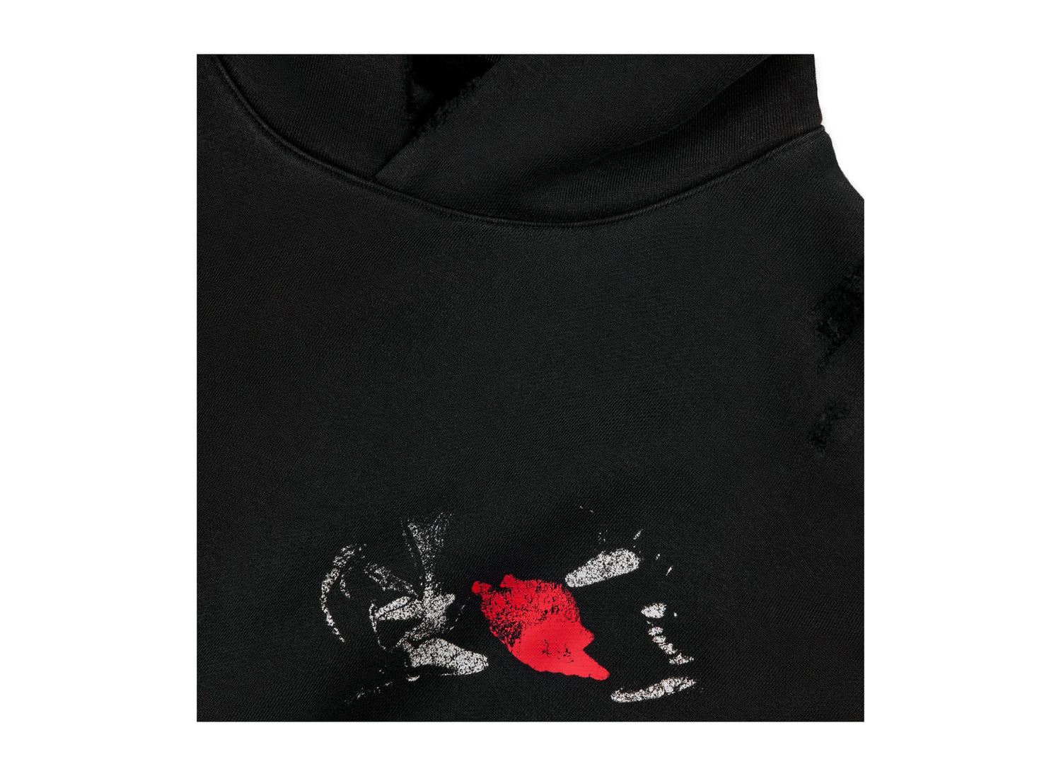 Jordan Black Cat Hoodie in Black / University Red — chest graphic detail