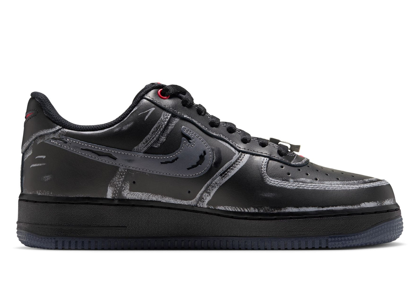 Nike Air Force 1 '07 IZ1207-010 in Black / Gym Red / Metallic Silver / Stealth — alternate right profile