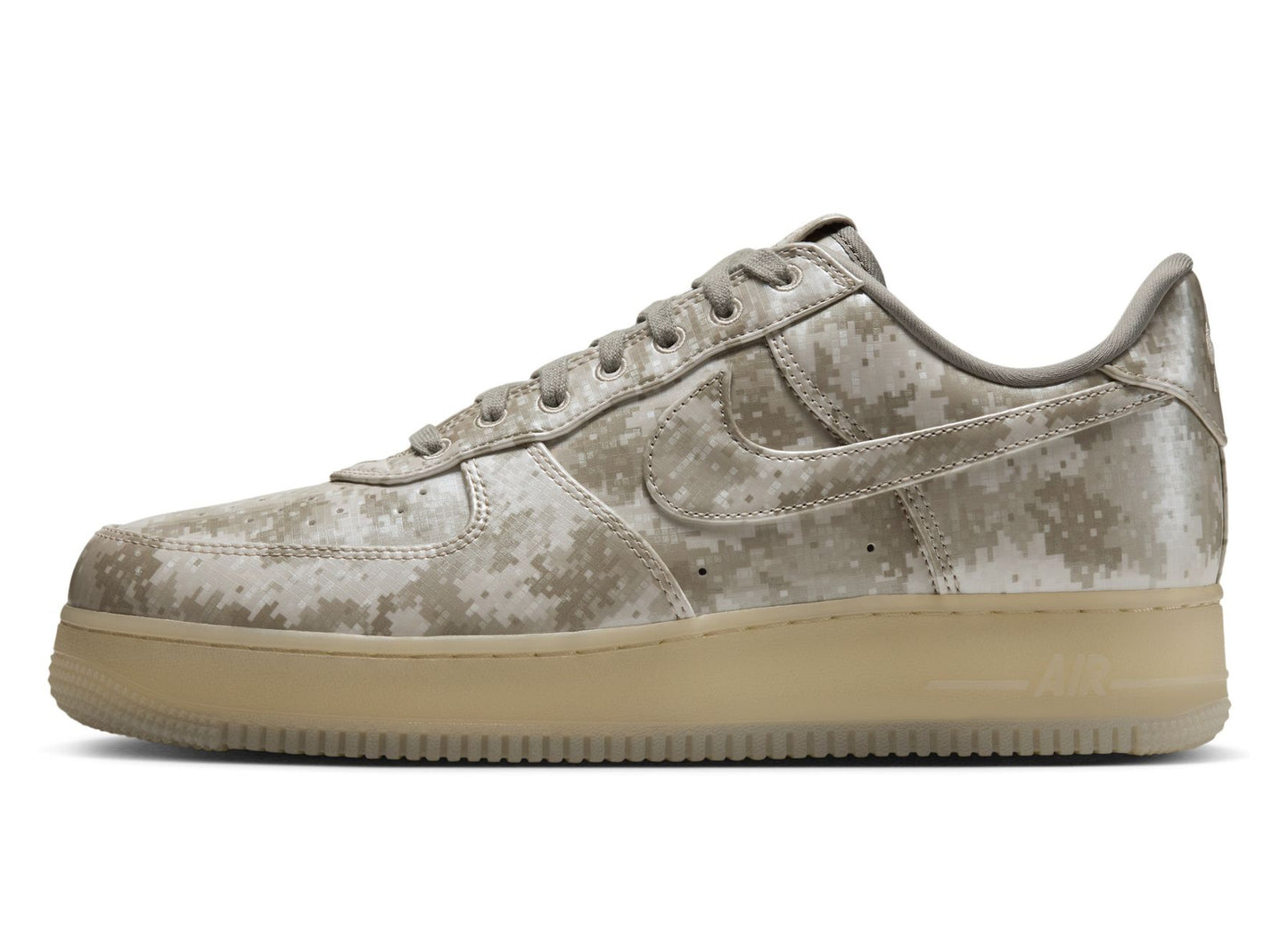 Nike Air Force 1 Low Retro Digital Camo in Fossil / Dark Grey — left profile