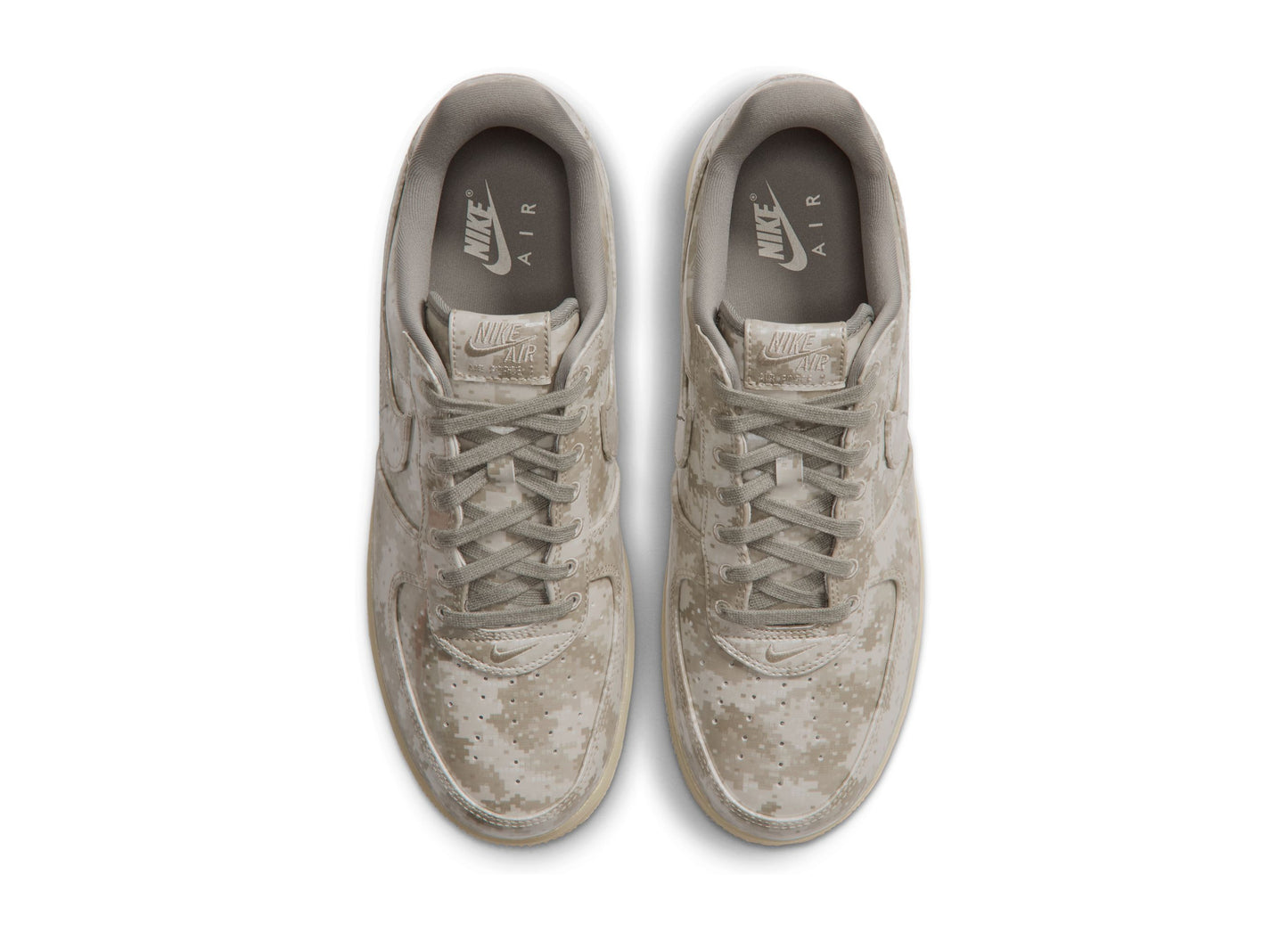 Nike Air Force 1 Low Retro Digital Camo in Fossil / Dark Grey — top pair