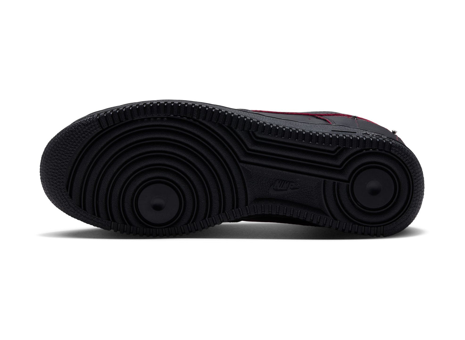 Nike Air Force 1 Nightmare in Black / Gym Red / Metallic Silver — outsole