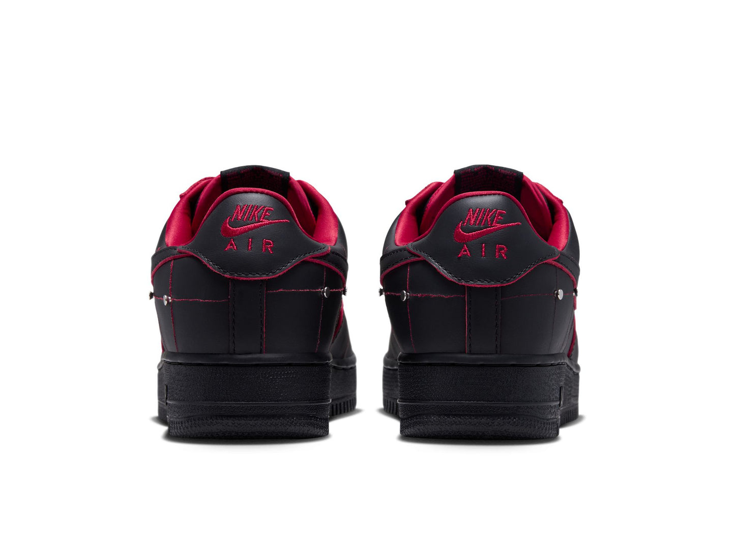 Nike Air Force 1 Nightmare in Black / Gym Red / Metallic Silver — rear