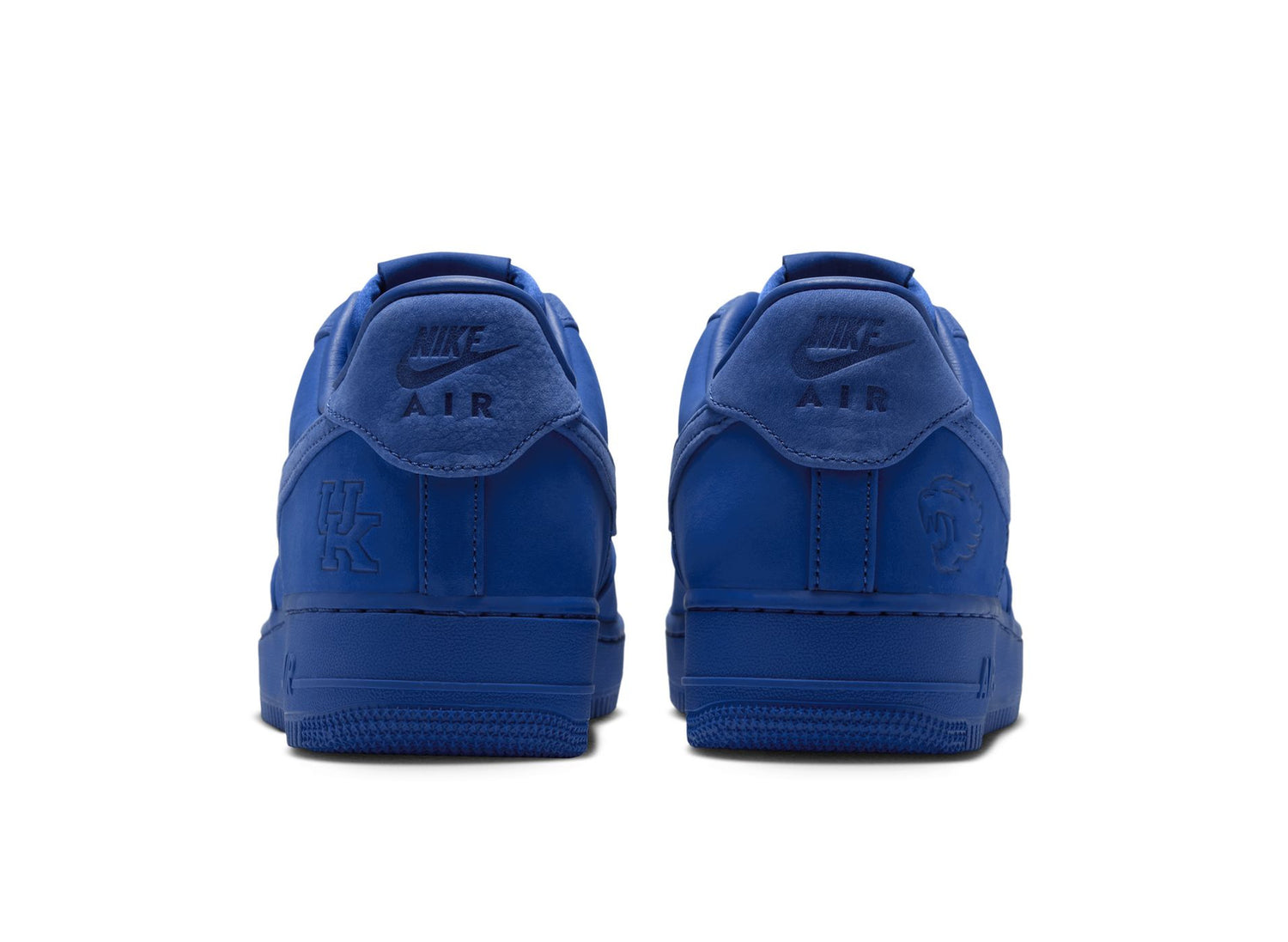 Nike Air Force 1 University of Kentucky in Game Royal — rear view of both heels
