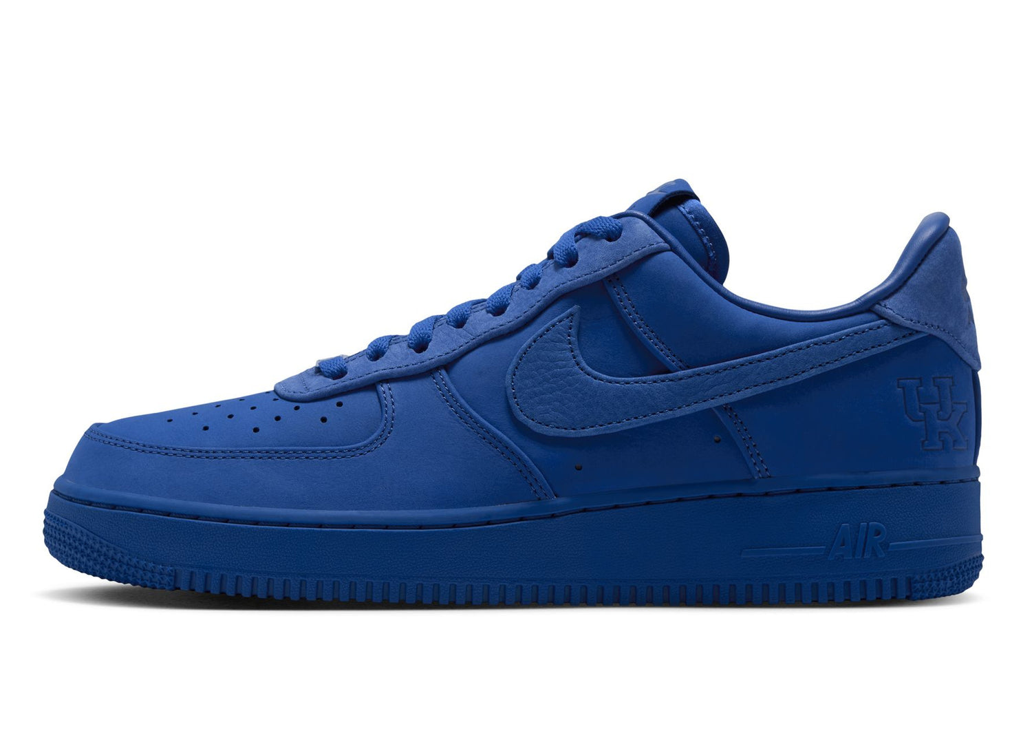 Nike Air Force 1 University of Kentucky in Game Royal — left-facing side profile