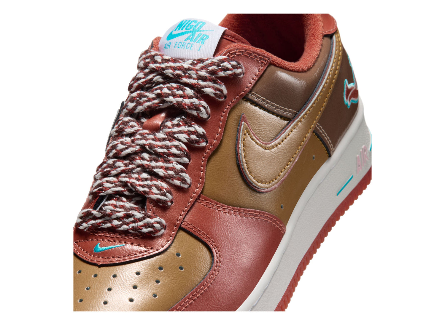 Nike x NIGO x J-Hope Air Force 1 '01 IO8766-800 in Burnt Sunrise — upper detail