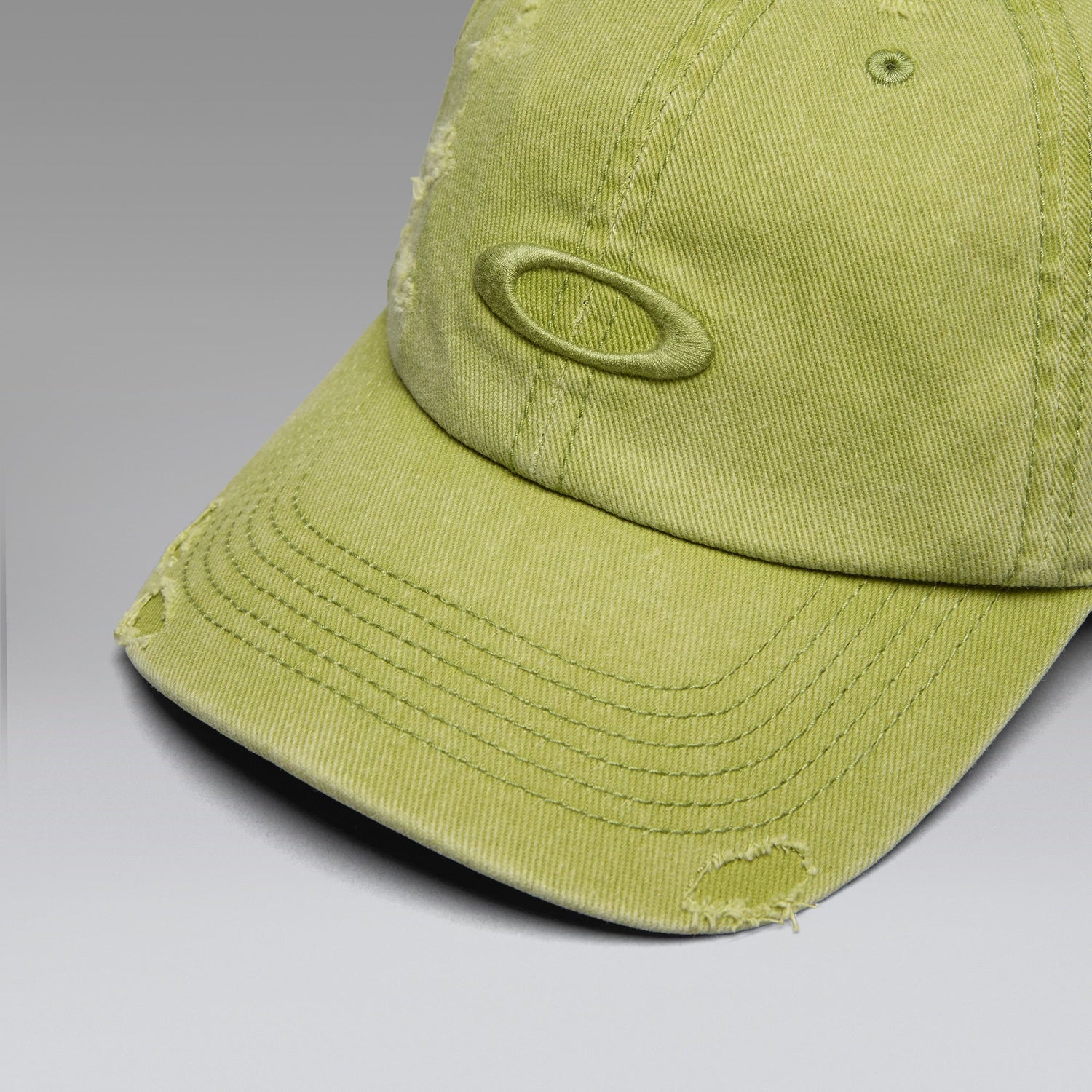 Oakley x '47 Reserve Distressed Cap in Cactus logo and brim detail