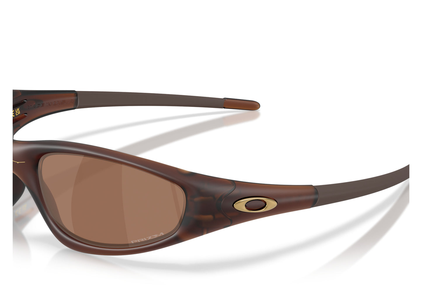 Oakley MUZM Straight Jacket 99 in Matte Rootbeer / Prizm Tungsten — temple detail