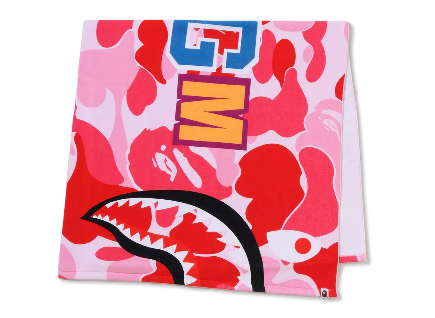 A Bathing Ape ABC Camo Shark Beach Towel in Pink — view 2