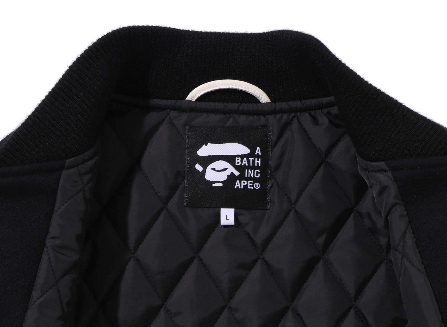 A Bathing Ape BAPE University Varsity Jacket in Black — view 3
