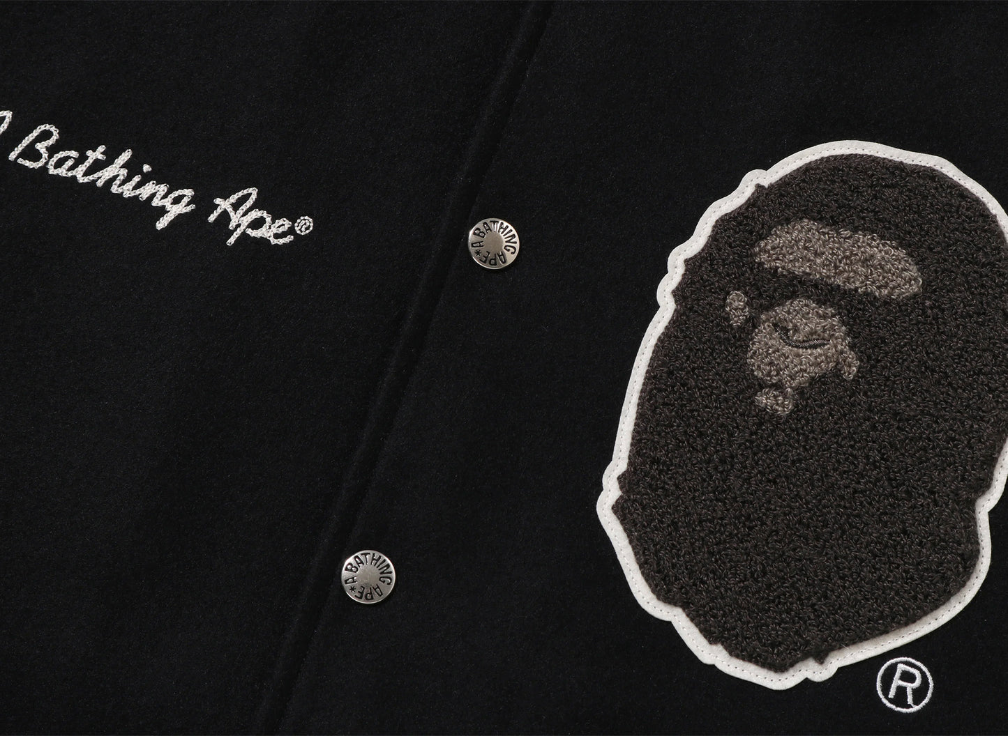 A Bathing Ape BAPE University Varsity Jacket in Black — view 4