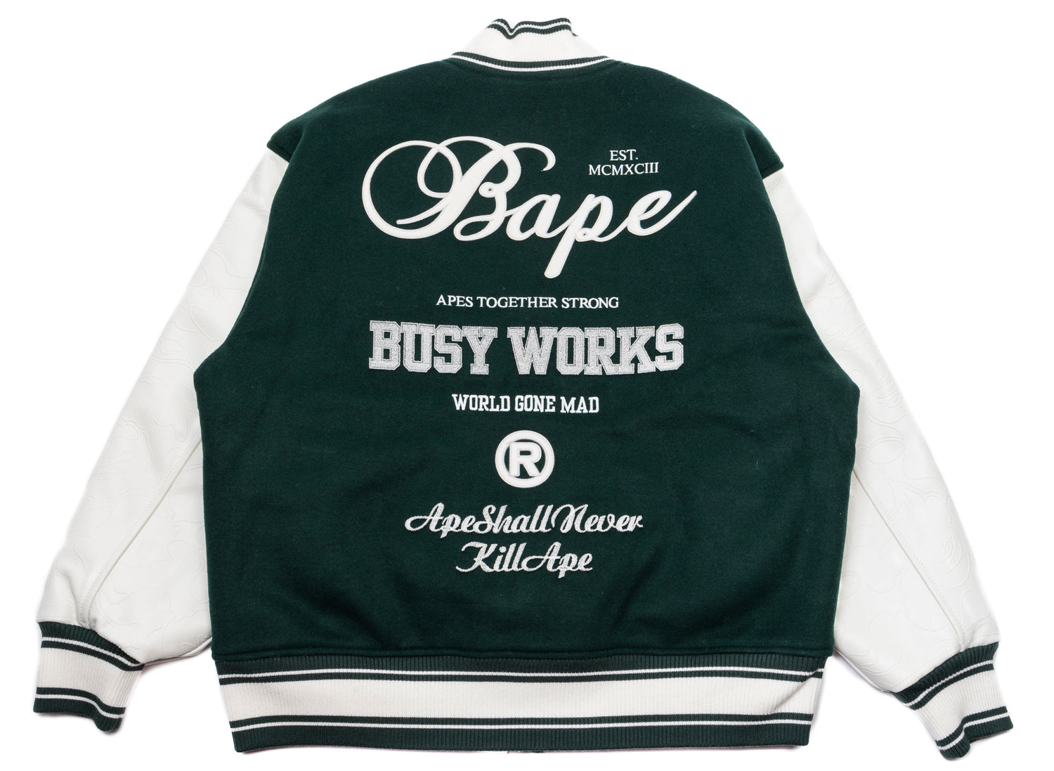 A Bathing Ape Bape Varsity Jacket in Green - view 3