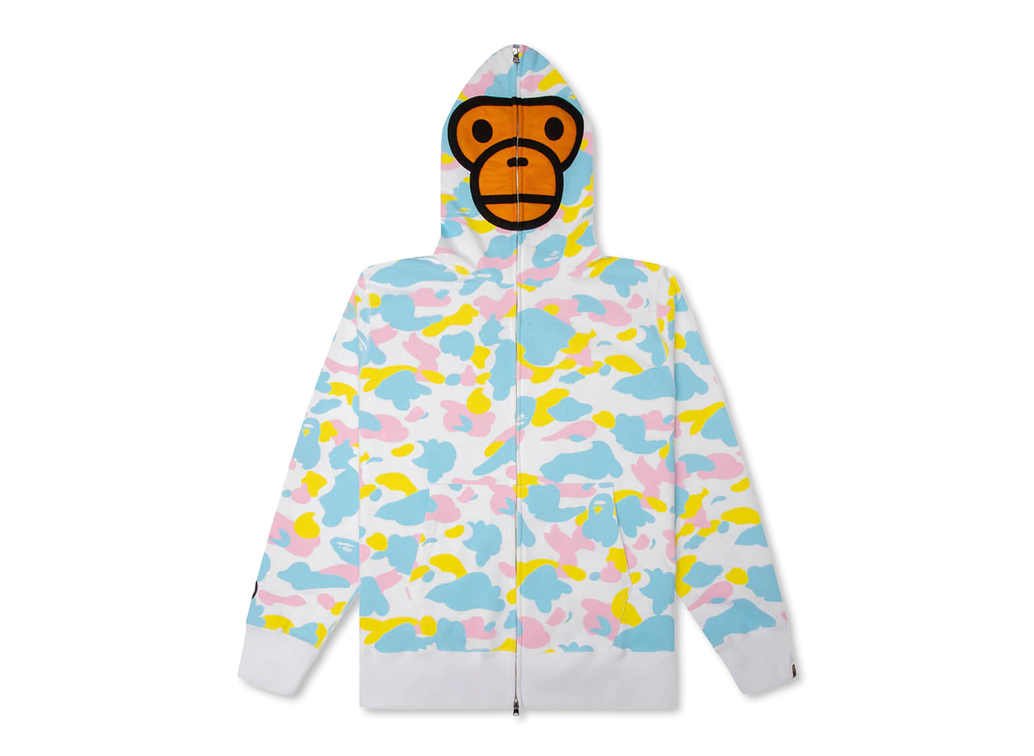 A Bathing Ape New Multi Camo Baby Milo Regular Fit Full Zip Parka in White