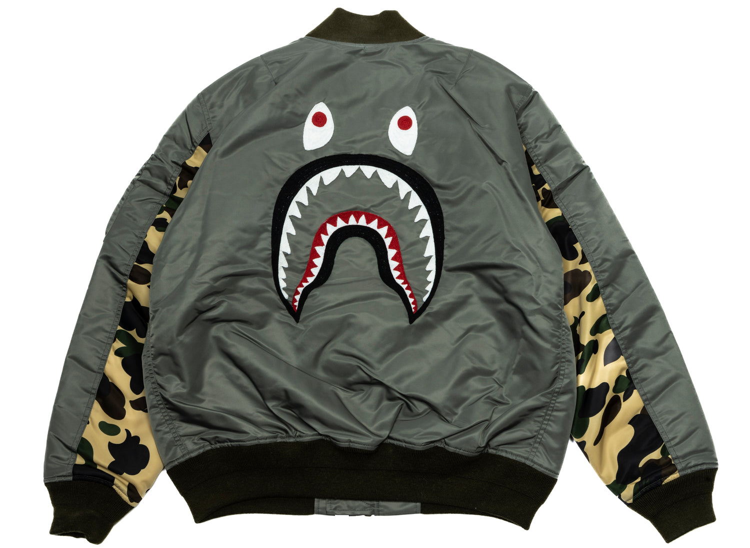 A Bathing Ape Shark MA-1 Jacket in Olive - view 2