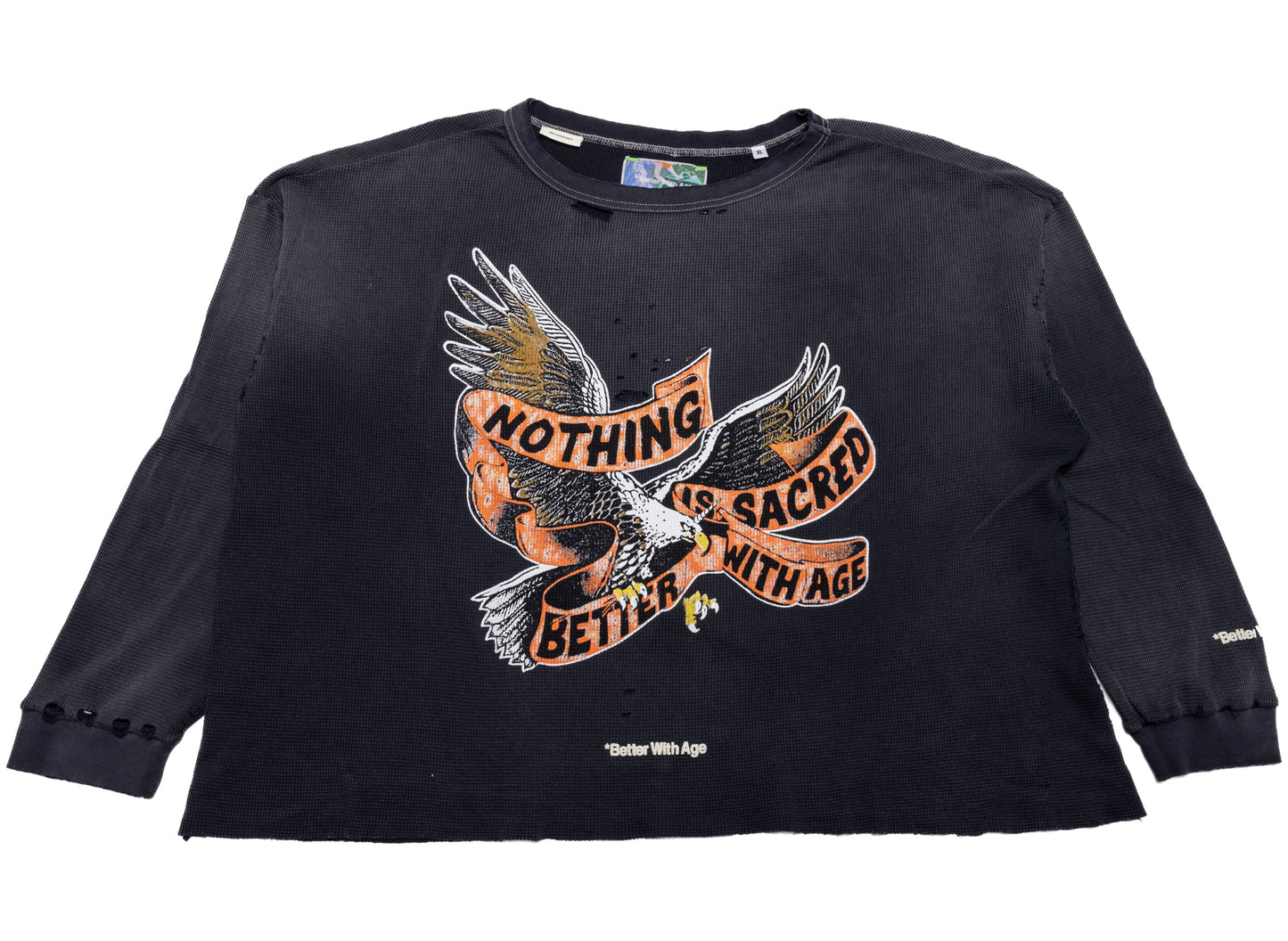 Better With Age Florence Waffle Long Sleeve in Black, men's long sleeve shirt
