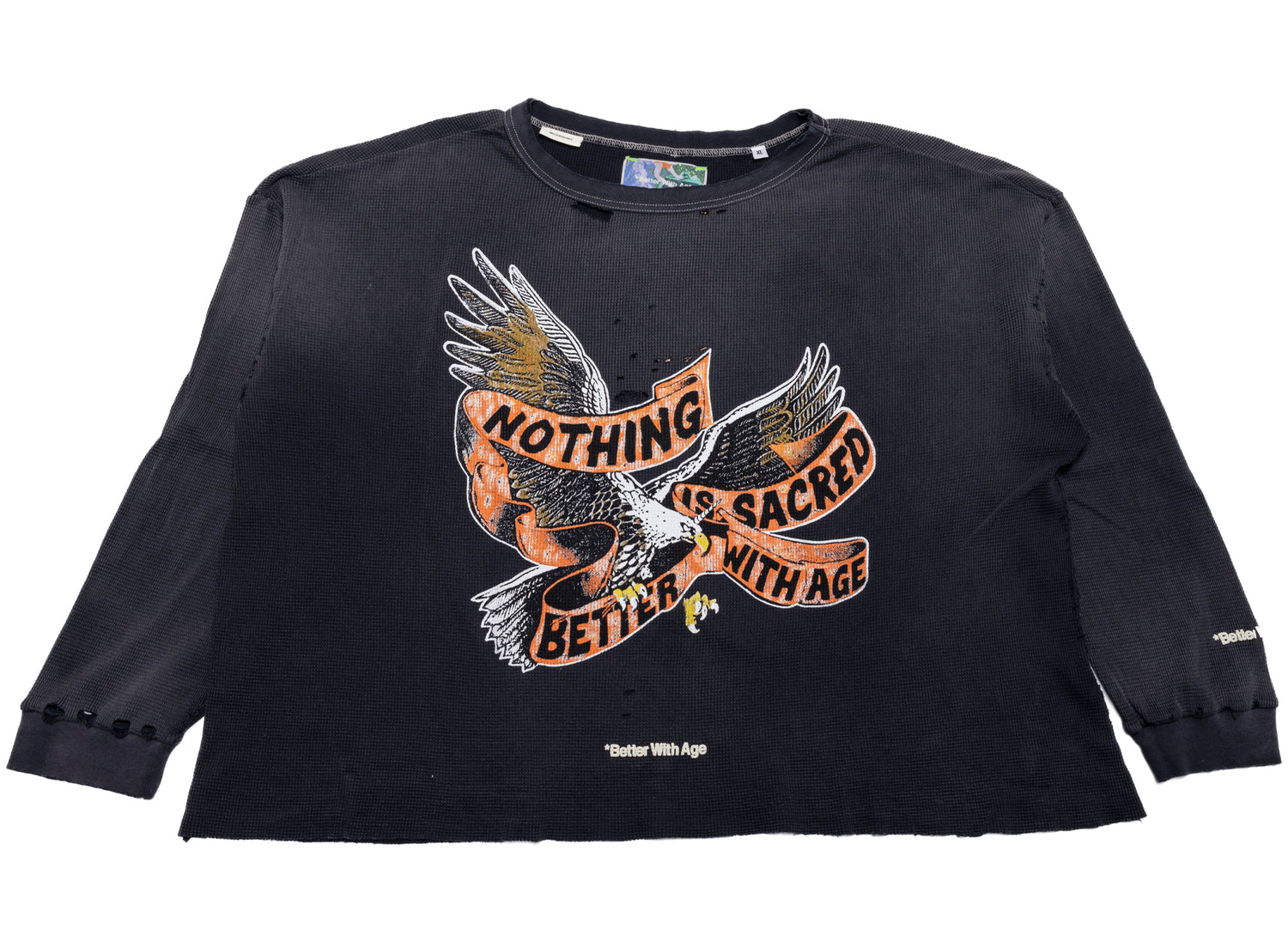Better With Age Florence Waffle Long Sleeve in Black, men's long sleeve shirt