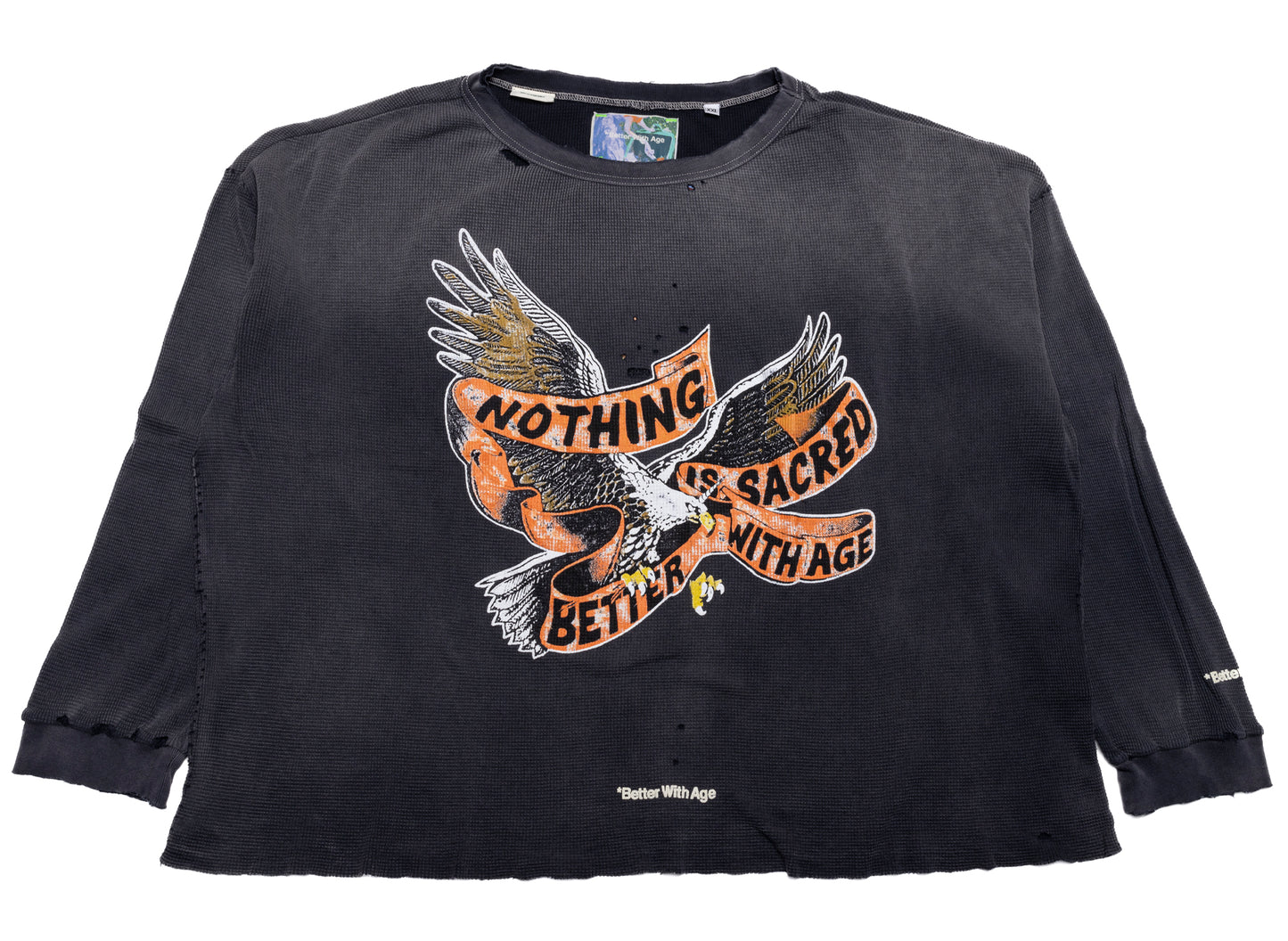Better With Age Florence Waffle Long Sleeve in Black, men's long sleeve shirt