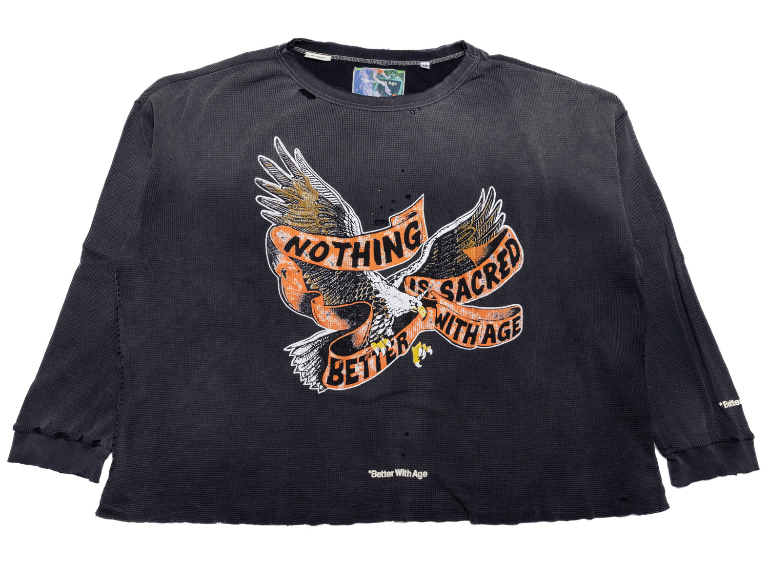 Better With Age Florence Waffle Long Sleeve in Black, men's long sleeve shirt