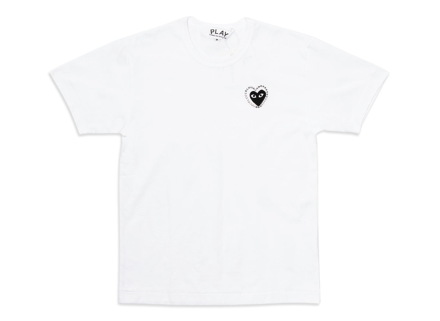 Comme des Garçons PLAY Metal Stone Heart Tee in White/Black