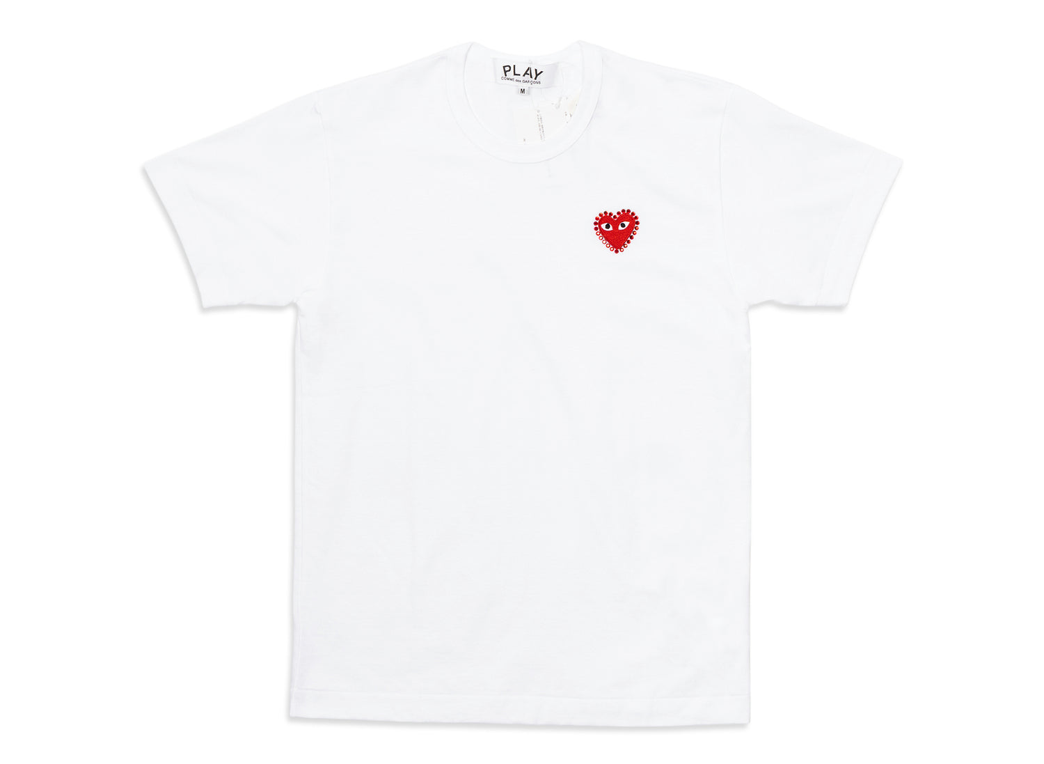 Comme des Garçons PLAY Rhinestone Heart Tee in White/Red