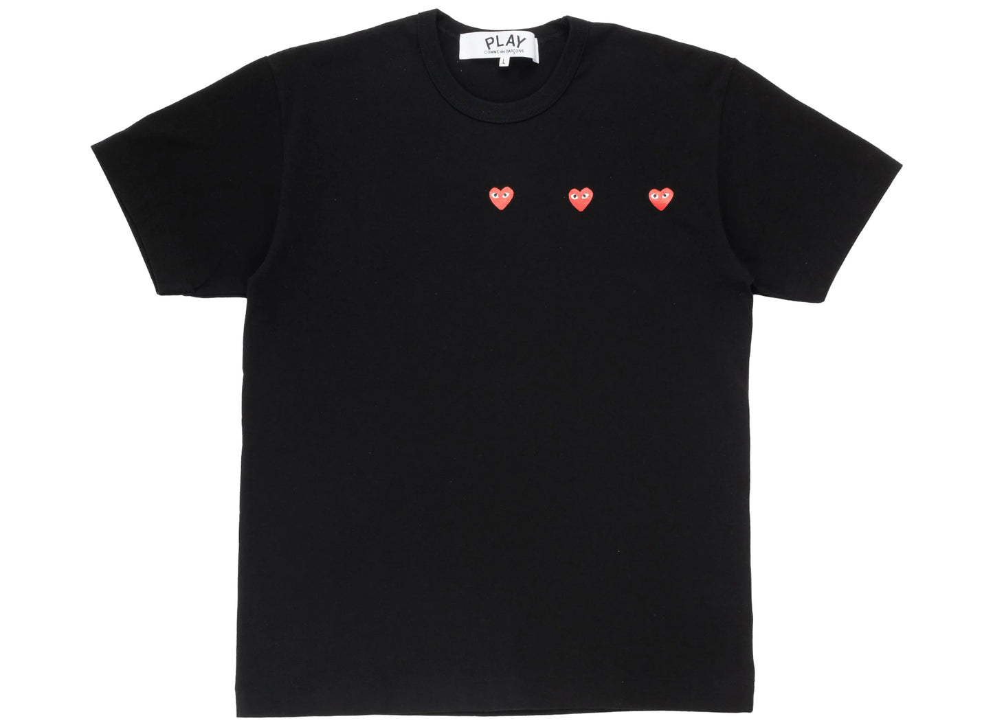 Comme des Garçons Play Triple Heart Tee in Black