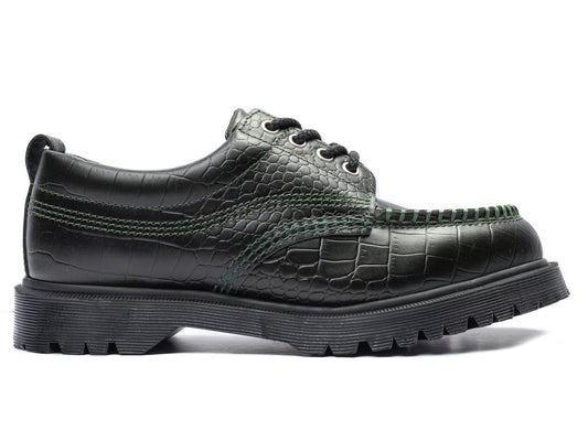 Dr. Martens Lowell Atlas Croc Emboss in DMS Green, men's croc-embossed shoe