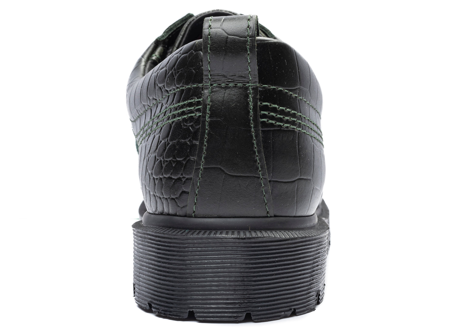 Dr. Martens Lowell Atlas Croc Emboss in DMS Green, men's croc-embossed shoe, view 2