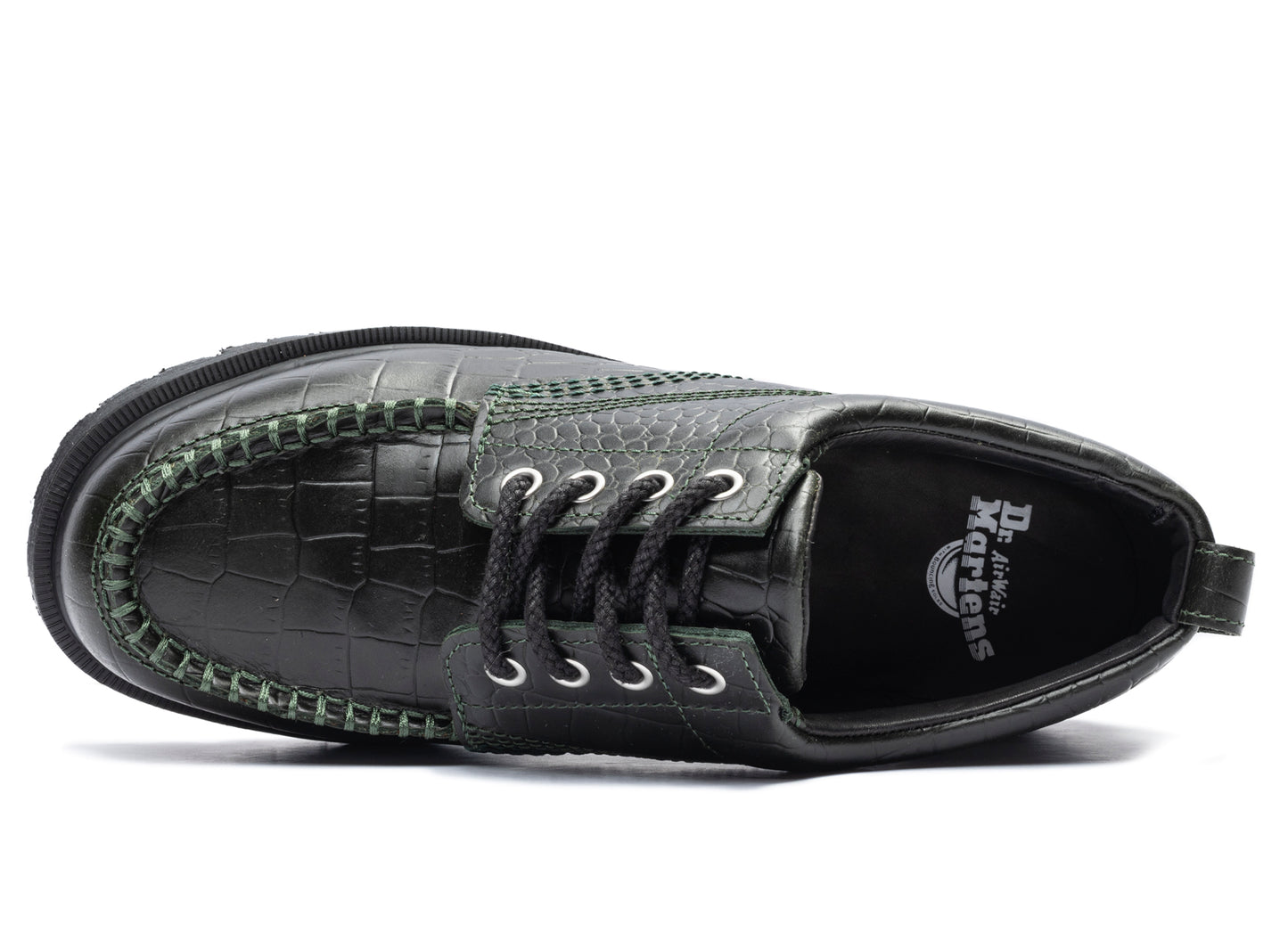 Dr. Martens Lowell Atlas Croc Emboss in DMS Green, men's croc-embossed shoe, view 4