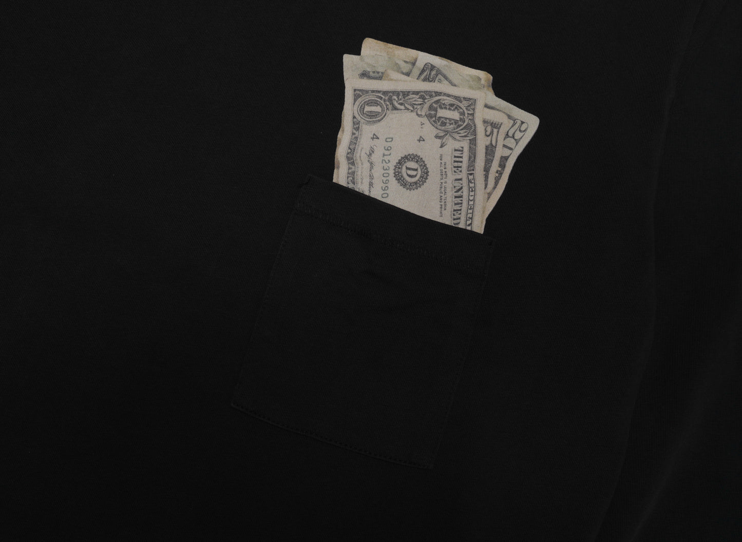 ERL Men's Money Long-Sleeve Tee in Black, men's cotton crewneck t-shirt, view 2