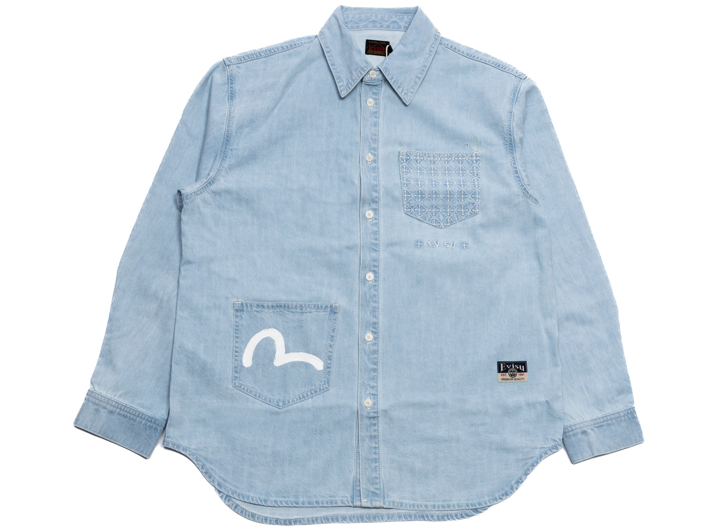Evisu Seagull Embroidered Denim Shirt