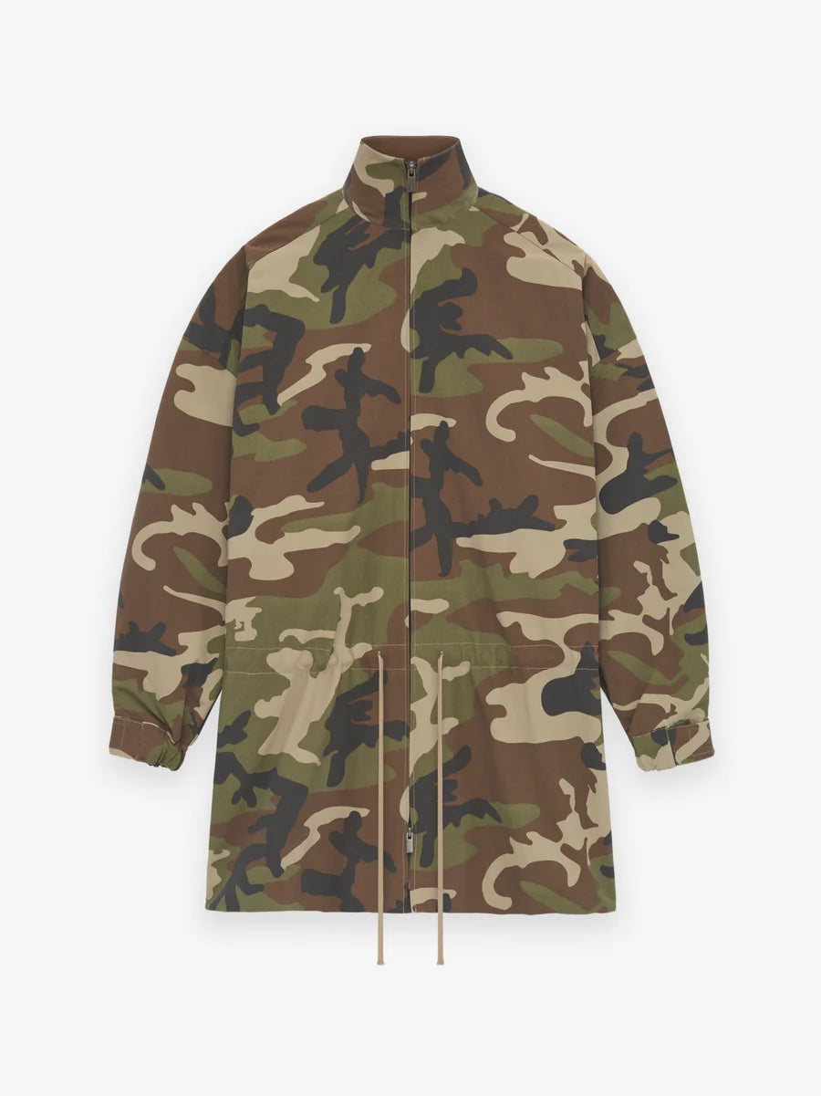 Fear of God Essentials Military Nylon Mockneck Anorak in Woodland Camo