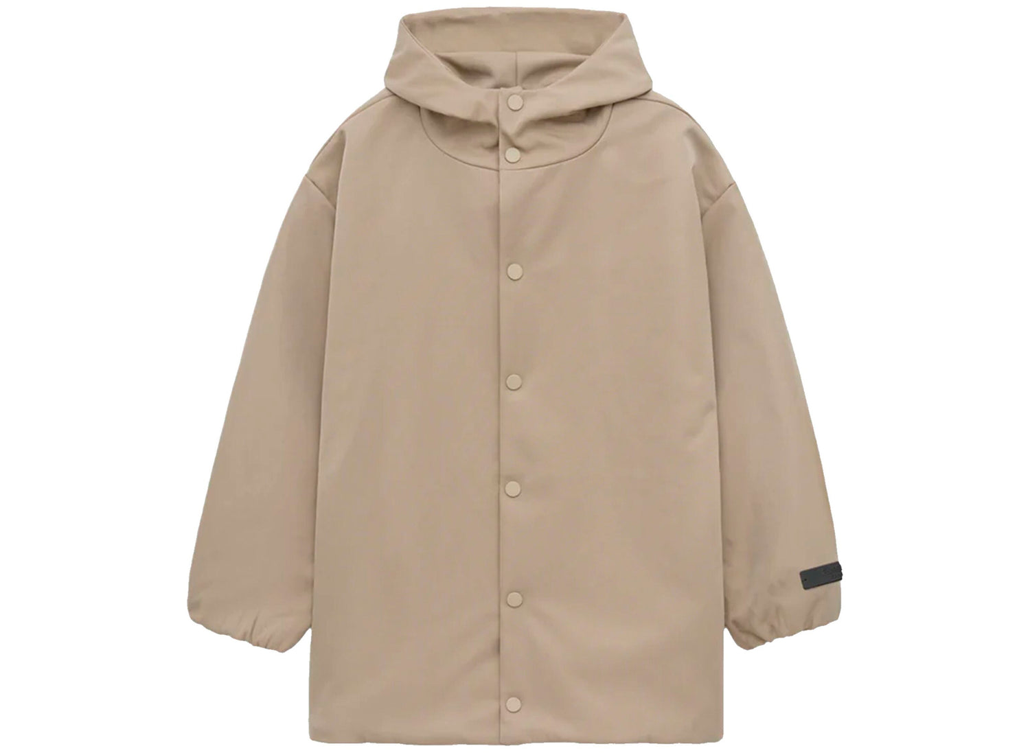 Fear of God Essentials Textured Nylon Hooded Coaches Jacket in Desert Sand