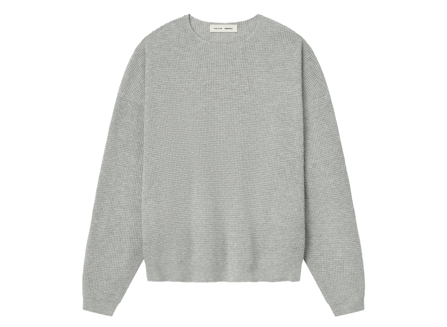 Fear of God Essentials Waffle Long Sleeve Crewneck Sweater 'Concrete Heather'