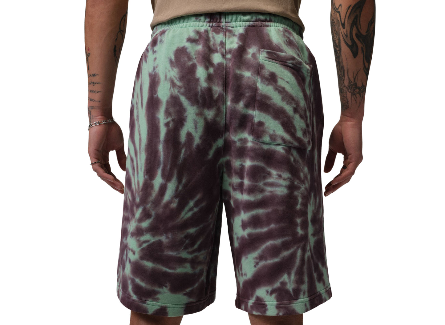 Jordan Brooklyn Fleece Tie-Dye Festival Short in Green Glow — view 3