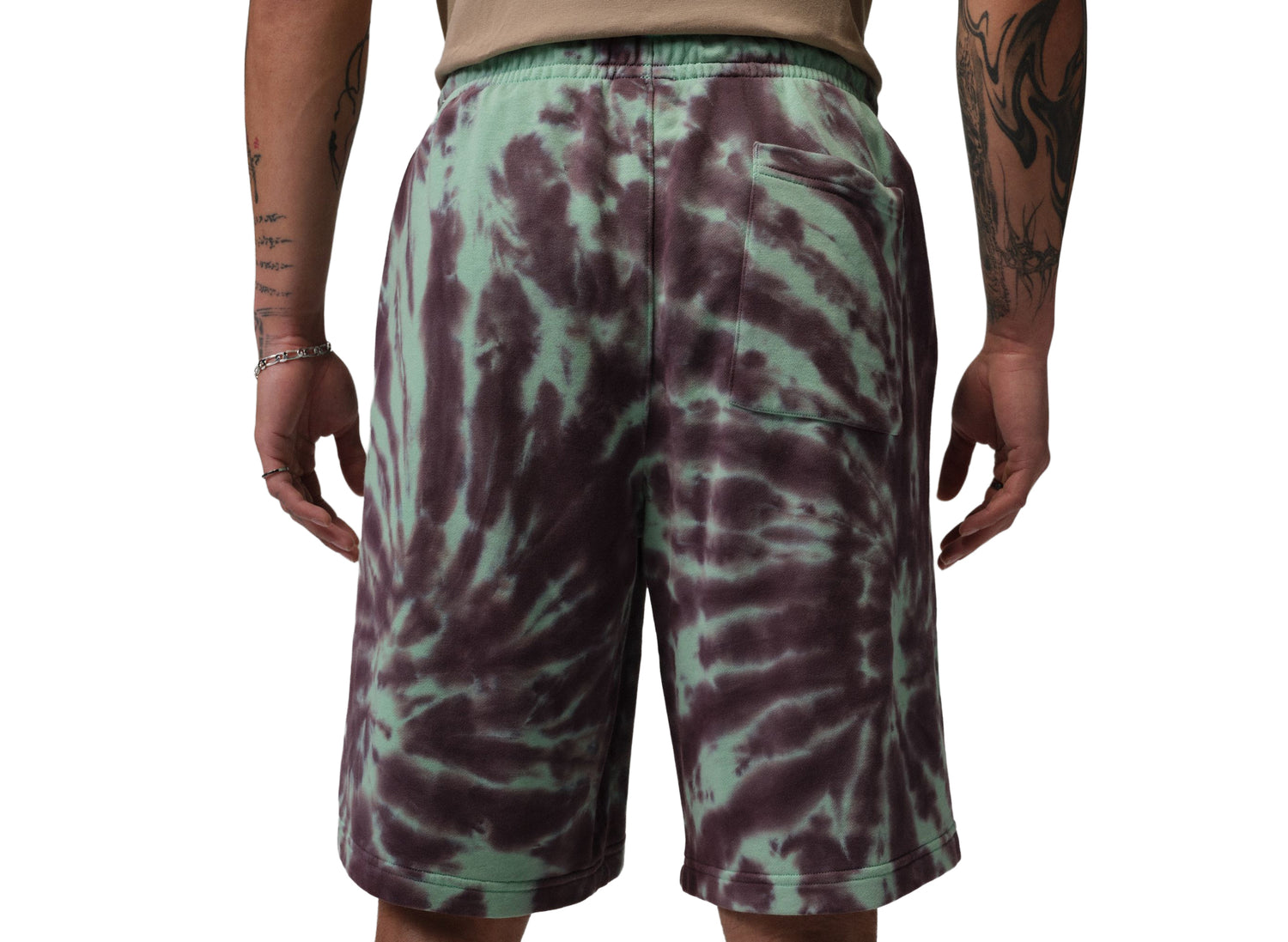 Jordan Brooklyn Fleece Tie-Dye Festival Short in Green Glow — view 3