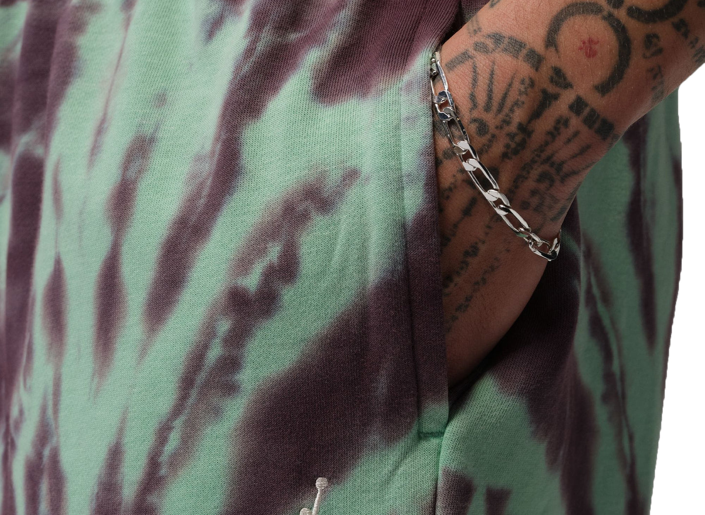 Jordan Brooklyn Fleece Tie-Dye Festival Short in Green Glow — view 4