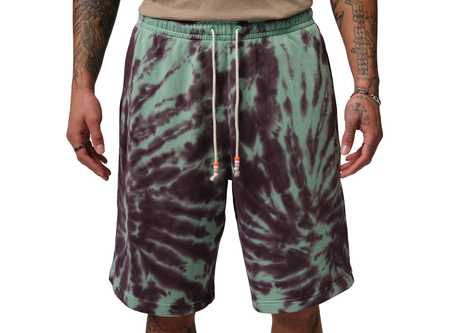 Jordan Brooklyn Fleece Tie-Dye Festival Short in Green Glow — view 6