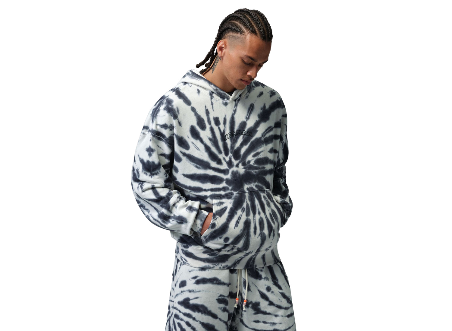 Jordan Brooklyn Fleece Tie-Dye Pullover Festival Hoodie in Sail — view 2
