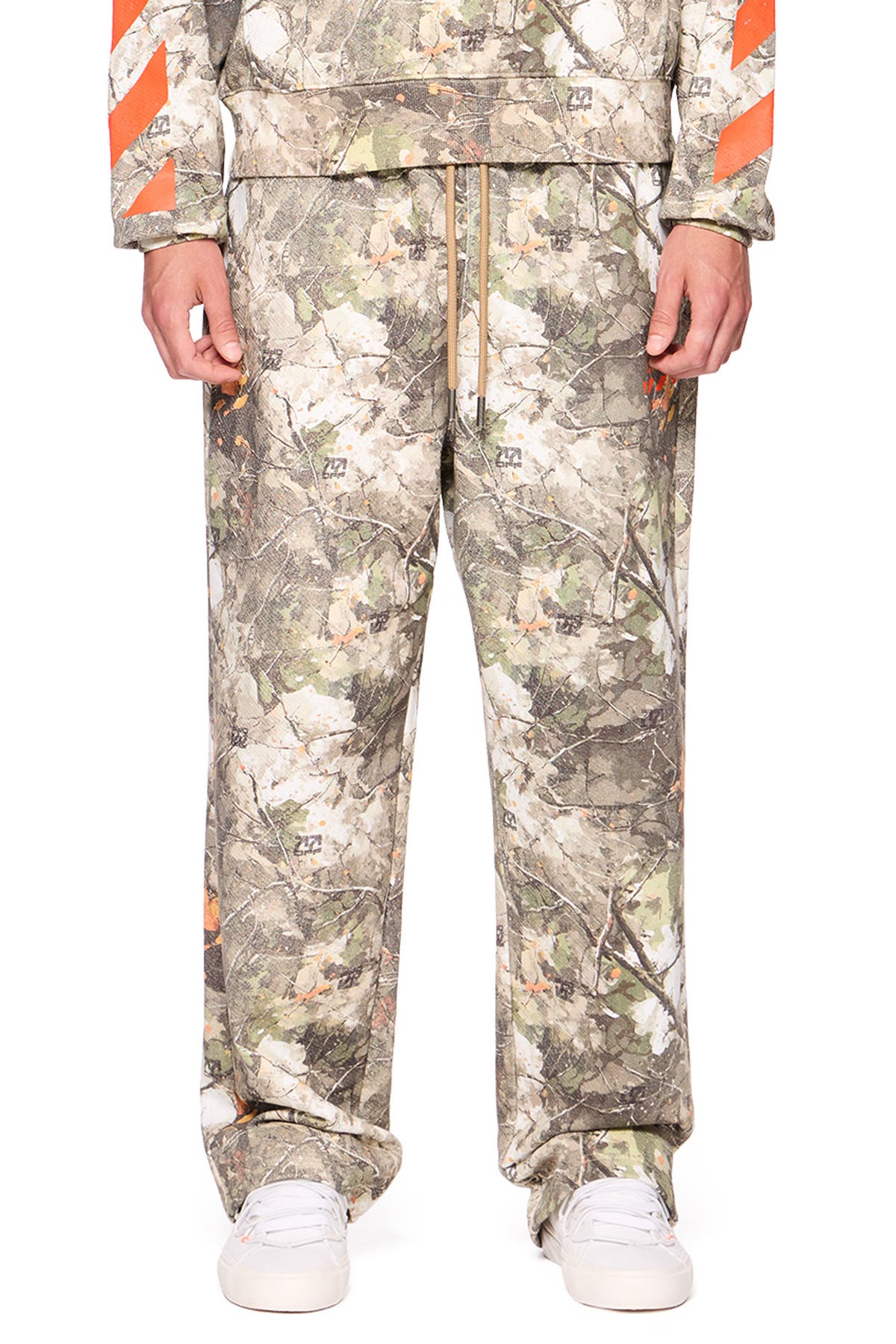 L/AB c/o Off-White Printed Camo Jogger, front on model