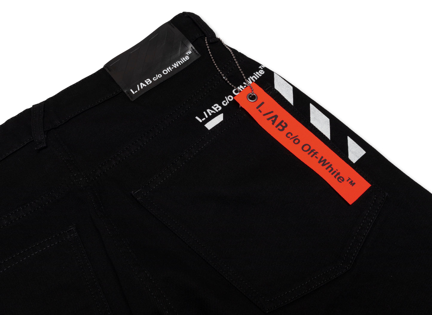 L/AB c/o Off-White™ Straight Fit Piped Denim in Black