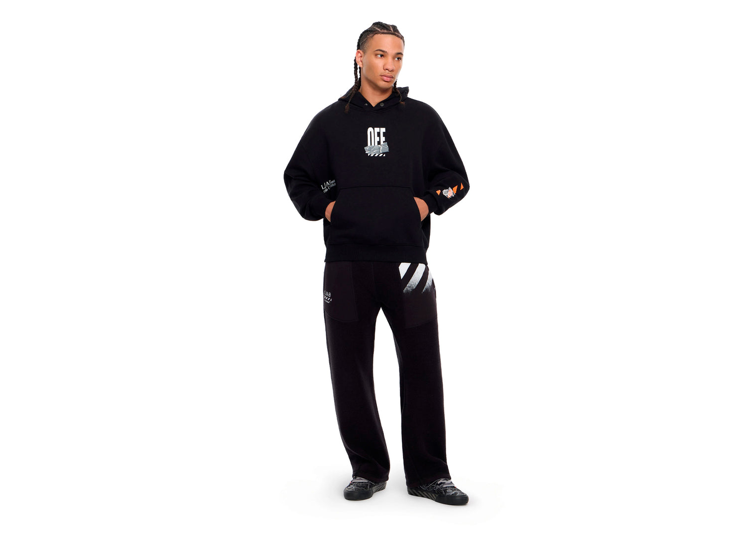 L/AB c/o Off-White™ Off Active Duct Tape Hoodie in Black - view 3
