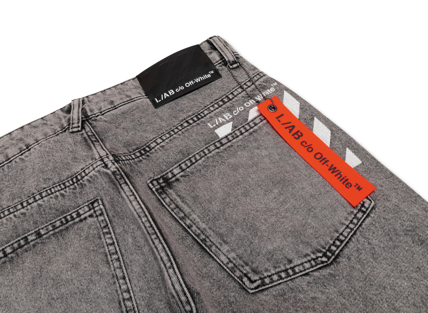 L/AB c/o Off-White™ Straight Fit Piped Denim in Smoke Fade - view 4