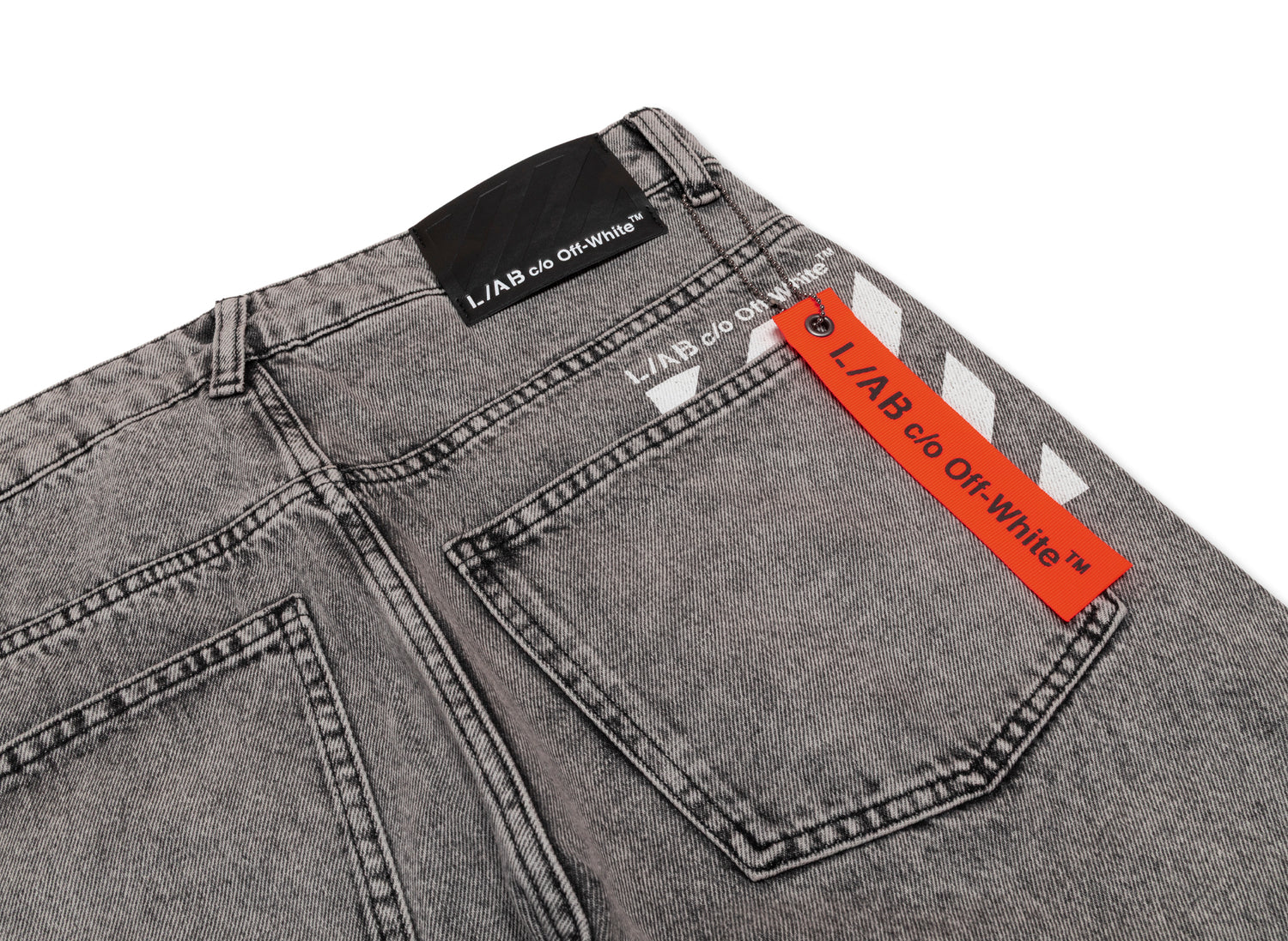 L/AB c/o Off-White™ Straight Fit Piped Denim in Smoke Fade - view 4